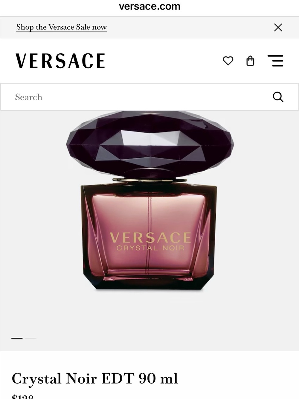Versace Crystal Noir  Black Textured Logo Decorative Box 90ml   NEW NEVER USED